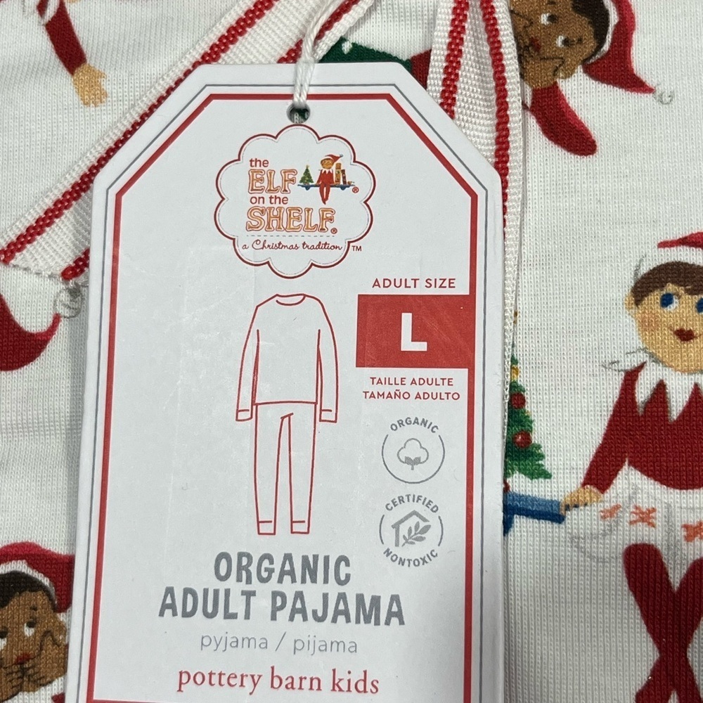 Pottery Barn Elf on the Shelf Adult Size 2 Piece Pajamas Sz Large - Picture 3 of 7